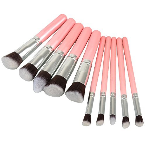 Syeer 10pcs Set Premium Synthetic Cosmetics Blending Blush Makeup Brushes Pink