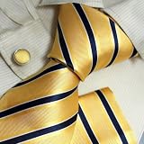 51gcpuu caL. SL160  Gold Stripes Woven Silk Tie Handkerchiefs Cufflinks Gift Box Set Dark blue mens presents H6074