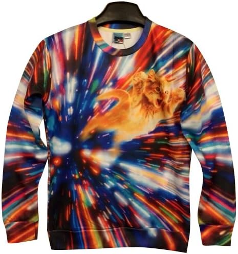 Galaxy Sweatshirts Funny Space Cat 3D Sweaters Hoodies for Women Sweater (M)