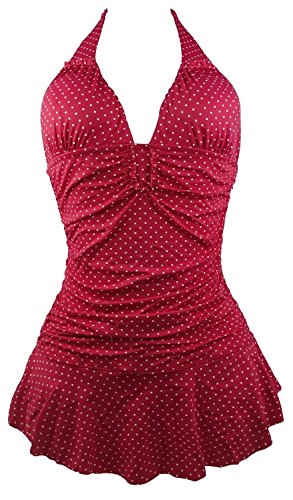 Spring Fever Women's Retro VintageOne Piece Pin Up Bandeau Swimsuit