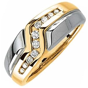 1/3Ct.T.W. Round Brilliant Cut Diamonds, 14Kt. Two Tone Gold. Men's Diamond Ring