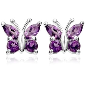 Sterling Silver Amethyst Butterfly Earrings