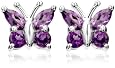 Sterling Silver Amethyst Butterfly Earrings