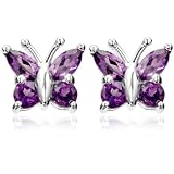 Sterling Silver Amethyst Butterfly Earrings