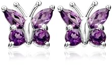 Sterling Silver Amethyst Butterfly Earrings