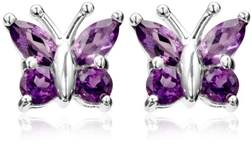 Sterling Silver Amethyst Butterfly Earrings