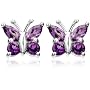 Sterling Silver Amethyst Butterfly Earrings