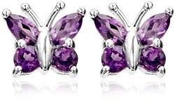 Sterling Silver Amethyst Butterfly Earrings