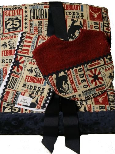 Vintage-style Rodeo Baby Boy Bib, Burp Cloth & Changing Pad