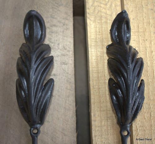 Set of 2 ~ Cast Iron Fleur Scroll Leaf Wall Hook ~ Hooks 3-d