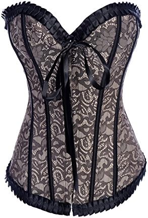 Milanao Womens Waist Cincher Boned Corset with Brocade