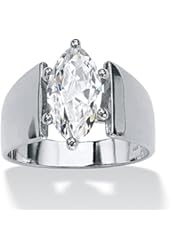 Marquise-Cut White Cubic Zirconia .925 Sterling Silver Solitaire Ring