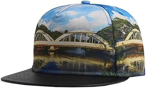 WELITY Men's 3D Bridge Canvas Flat Panel Leather Brim Hip Hop Snap Back Cap Hat