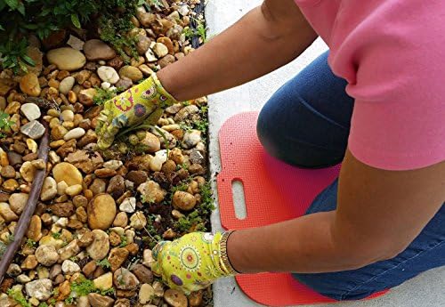 3 Pack Garden Gloves for Women + Garden Kneeling Pad - Breathable Nitrile Garden Gloves, Elastic Wrist - Thick Kneeling Cushion