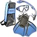 U.S.Divers Diva 1 Lx / Island Dry Lx/ Trek / Travel Bag, Arctic Blue, Fin Size- Medium (Men's 7-10, Ladies 8-11)