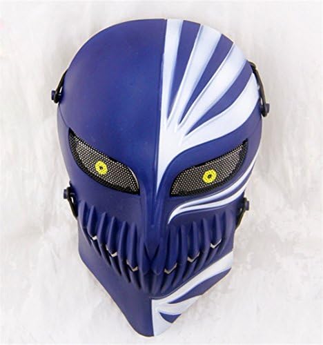 OM(TM) ABS Plastic Death Ichigo Kurosaki Skull Face Mask Protective Mask for Outdoor Cs War Game(blue)