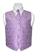 Covona BOY'S Solid LAVENDER Paisley Design Dress Vest NeckTie Set