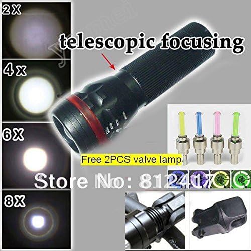 ChicSport Warning torchlight Adjustable Zoom LED Flashlight bicycle light +360 degree rotation holder+ 2*Wheel light 1set/lot