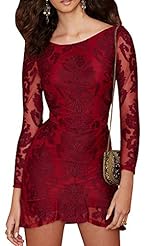 Sexy Long Sleeves Slit Backless Cutout Belted Empire   Waistline Floral Print Polyester Bodycon Dress/Mini Dress 