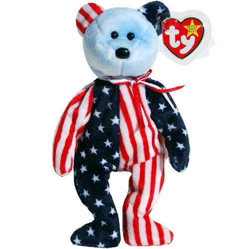 Ty Beanie Babies - Spangle the Stars  Stripes Patriotic Teddy Bear - Blue FaceB001VMQZOQ 