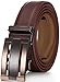 Marino Men's Genuine Leather Ratchet Dress Belt with Automatic Buckle, Enclosed in an Elegant Gift Box - Brown and Silver Open Grid Buckle W Brown Leather - Custom: Up to 44