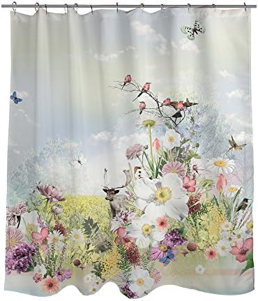 Wilderness Deer Floral Original Art Fabric SHOWER CURTAIN