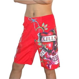 Mens 100% AUTHENTIC Ed Hardy Love Kills Slowly Surfing Boardshorts
