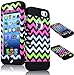 Bastex High Impact Hybrid Case for Apple iPhone 5, 5S, 5G - Black Silicone with Hard Chevron Fishtail Design