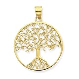 14K Large Cut-out Hearts on Tree of Life Disc Pendant
