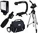 Intermediate Accessory Package for Canon Vixia HFG10 HFG20 HFG30 HFM31 HFM40 HFM41 HFM50 HFM52 HFM400 HFM500 HFR32 HFR40 HFR42 HFR300 HFR400 - Includes Deluxe LED Video Light + Video Bracket + Mini Zoom Directional Shotgun Microphone + Soft Medium Camcorder Case + 57 Inch Tripod For + More!!