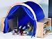 Kid's Natural Wood & Blue Cloth Playhouse Hideaway Tent Bookshelf