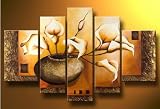  Yellow Lilies, Wilting  Modern Abstract Art Work Hand Painted Oil Painting on Canvas Stretched & Framed