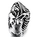 INBLUE Men's Stainless Steel Ring Silver Tone Black Angel Goddess Size14