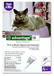 Advantage Once-A-Month Topical Flea Treatment for Cats Over 9 Lbs (4 Applications)