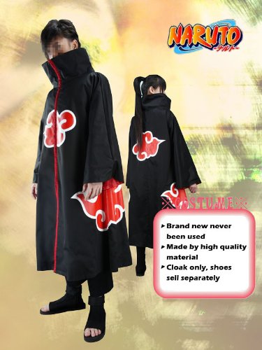 Japanese Anime Naruto Cosplay Costume - Akatsuki Ninja Uchiha Itachi Cloak For Kids Large