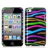 iPod Touch 4G Graphic Case - Rainbow Zebra (Front & Back)