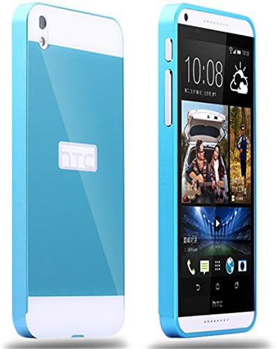DAYJOY Luxury Ultra Thin Aluminum Alloy Protective Metal Bumper Frame Case with Acrylic PC Back Cover Shell+ 1PC tempered glass protector film for HTC DESIRE 816(BLUE)