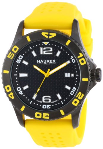 Haurex Italy Men's 3N500UNY Factor Black Ion-Plated Coated Stainless Steel Rotating Bezel Date Watch