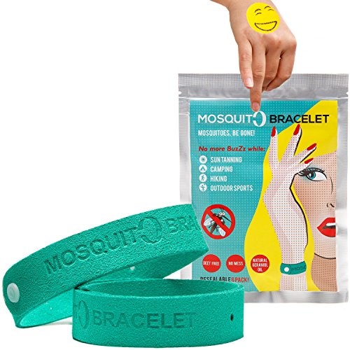 Mosquito Repellent Bracelets 6 Pack + 6 Bonus Bug Repellent Patches | Geraniol Zika Protection Teal Mosquito Repellent Bracelets 6 Pack + 6 Bonus Bug Repellent Patches | Geraniol Zika Protection Teal