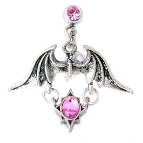 14g Surgical Steel Belly Ring with Pink Gem
