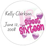 Baby Keepsake: Heart Bubble Design Sweet Sixteen Personalized Travel Candle Favors (Set of 24)