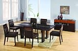 IMAGE OF Modern Furniture Asian Inspired Wenge Veneer Dining Room Set with Six Matching Brown Dining Chairs