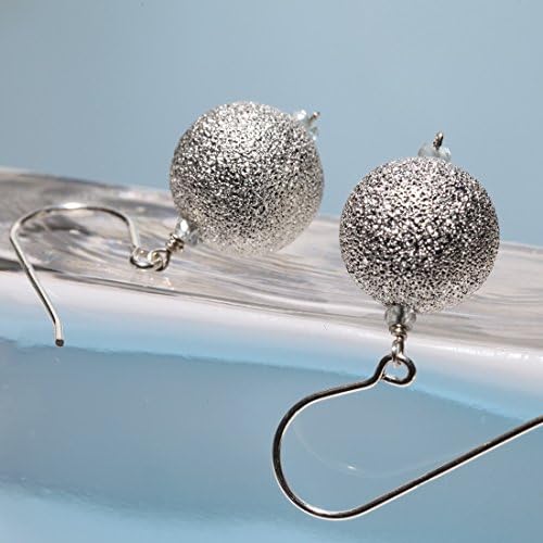 Round Silver Ball Earrings on Sterling Silver Ear Wire - The Snowball Earring