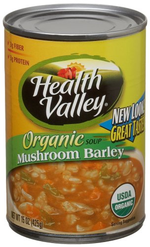 Health Valley Soup, Mushroom Barley, 15 Ounce Cans (Pack of 12) by Health Valley