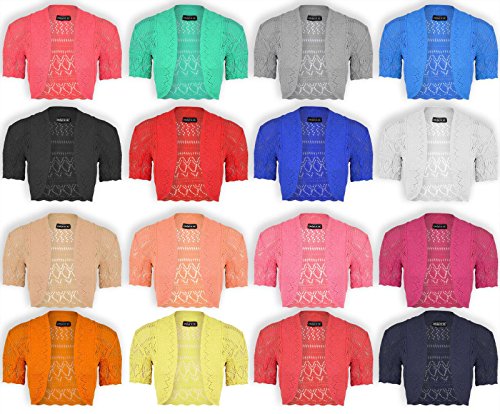 New Ladies Bolero Shrug Knitted crochet Cardigan Womens Top Size 4-20