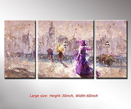 Canvas Wall Art " Walking in New York" Canvas Prints Abstract Modern Landscape Oil Paintings Wall Art 30"x60" Large Size for Office & Home Decoration -P1L012
