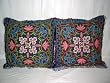 2 Crewel Embroidered Decorative Pillowdark Midnight Black Cotton Cushion Covers