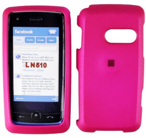 Best Price Hot Pink Rubber Feel Snap-On Cover Hard Case Cell Phone Protector for LG Ln510 Rumor Touch