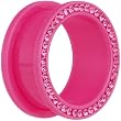 7/8" Pink Acrylic Gem Rimmed Screw Fit Tunnel Plug