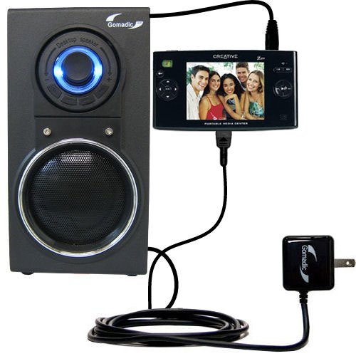 10 Watt Battery Powered Portable Amplified Audio Speaker with Dual charger also charges the Creative Zen Portable Media Center